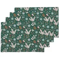 Homescapes TISCHSET Weihnachtswald 4er-Set, grüne Platzsets Weihnachten 30/45 cm