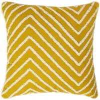 Homescapes DEKOKISSEN Tufted senfgelb 45/45 cm mit Chevron-Muster