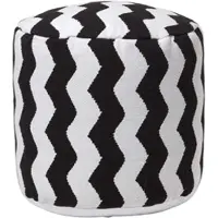 Homescapes HOCKER schwarz-weiß, Zickzack-Hocker rund 40/40/45 cm
