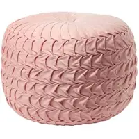 Homescapes SAMT-POUF Grace rosa, plissiert in Flechtoptik, 50/50/35 cm