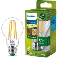 Philips Filament-Lampe, transparent, 60 W A60 E27, 4 W, 60 W, E27, 840 lm, 50000 h