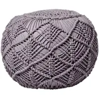 Homescapes POUF grau im Makramee-Stil, 50/50/40 cm