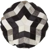 Homescapes PATCHWORK-KISSEN Fell & Leder rund 40 cm – Stern