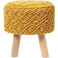 Homescapes MAKRAMEE-HOCKER Willow gelb, 41/41/43 cm