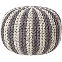 Homescapes STRICKPOUF rund, grau-creme gestreift, 50/50/40 cm