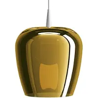 Zafferano Bilia Pendelleuchte, 230 V LED, 8 W, aus mundgeblasenem Borosilikatglas, weiß-antikgoldfarben, Durchmesser 27 cm, Gesamthöhe 333 cm