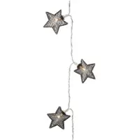 MARELIDA LED Lichterkette Sterne - Metall - 10 warmweiße LED - Batteriebetrieb - L: 0,9m - schwarz