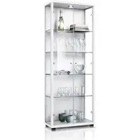 K-Möbel Glasvitrine in Weiss (176x67x33 cm) mit 4 höhenverstellbaren Glasböden & LED - Modellauto Vitrine Weiß - Vitrinenschrank Weiss Sammlervitrine