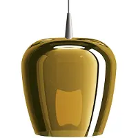 Zafferano Bilia LED-Pendelleuchte aus Borosilikatglas, mundgeblasen, Antikgold-Finish, Glockenform, 27 cm Durchmesser, 8W, 230V, CRI 90, Design