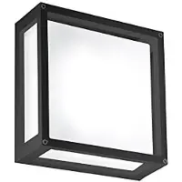 Zafferano Wand- oder Deckenleuchte für Innen und Außen, 25x25 cm, dunkelgraues Aluminium, satinierter Glasdiffusor, Schutzart IP54, E27-Fassung geeignet.