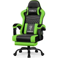 Aiibot Gaming Stuhl, Ergonomischer Gaming Sessel,Schreibtischstuhl,Gamingstuhl mit Fußstütze,Gaming stuhl 150 kg,verstellbare Rückenlehne,Schwarz/Grün