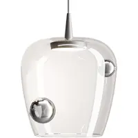 Zafferano Bilia 27 LBA4 LED-Pendelleuchte-Pendel Aluminium-Glas klar - Kugeln Silber-mit LED (2700K)