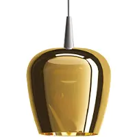 Zafferano Bilia Pendelleuchte, 230 V LED, 8 W, aus mundgeblasenem Borosilikatglas mit Antikgold-Finish, Glockenform, Durchmesser 18 cm, Höhe 324 cm