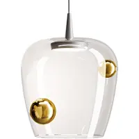 Zafferano Bilia LED-Pendelleuchte, 8 W, 2700 K, mundgeblasenes Borosilikatglas, Aluminium- und Bronze-Finish, Durchmesser 27 cm, Höhe 333 cm