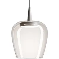 Zafferano Pendelleuchte Bilia 230V LED 8W CRI 90, mundgeblasenes Borosilikatglas, Aluminium und transparent, Durchmesser 18 cm, Höhe 324 cm