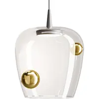Zafferano Bilia 27 LBA4 LED-Pendelleuchte-Pendel Aluminium-Glas klar - Kugeln Gold antik-mit LED (2700K)