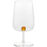 Zafferano Bilia handgefertigte Weingläser aus Borosilikatglas mit dekorativer Kugel im Inneren, 6-teiliges Set, gelbgoldene Farbe, elegantes und modernes Design