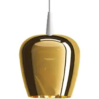 Zafferano Bilia 230V Nude Pendelleuchte aus mundgeblasenem Borosilikatglas, Ausführung in Weiß und Antikgold, LED 8W 2700K, Durchmesser 18 cm