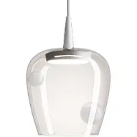Zafferano Bilia LED-Pendelleuchte aus mundgeblasenem Borosilikatglas in Weiß, 8W, 230V, sandgestrahlt, Durchmesser 18 cm, Höhe bis 324 cm verstellbar