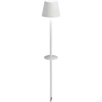 Zafferano Poldina Tragbare, wiederaufladbare Gartenleuchte mit Erdspieß, Weiß - Dimmbare LED-Außenbeleuchtung mit Touch-Funktion