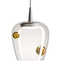 Zafferano Bilia 18 LBA3 LED-Pendelleuchte-Pendel Aluminium-Glas klar - Kugeln Gold antik-mit LED (2700K)
