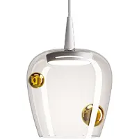 Zafferano Bilia Pendelleuchte, 18 LEDs, 8 W, 2700 K, 645 lm, Borosilikatglas, Weiß und Antikgold, elegantes Design für den Innenbereich, modular, IP40