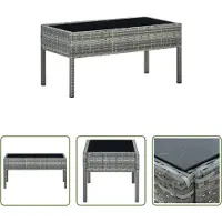 The Living Store Gartentisch Grau 75x40x37 cm Poly Rattan