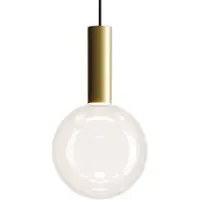 Zafferano Pendelleuchte in Kugelform aus mundgeblasenem Borosilikatglas, 8 W 2700 K dimmbare LED (TRIAC), gold-transparente Ausführung, Ø 18 cm