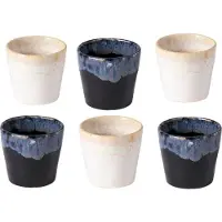 Costa Nova Grespresso handgefertigte Espressotassen – 6er-Set – Chique Schwarz-Weiß – portugiesisches Steingut – 90 ml – Höhe 6 cm