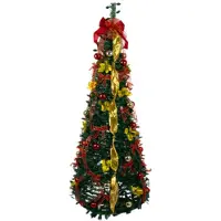 Kruzzel Künstlicher Weihnachtsbaum geschmückt RUHHY faltbar, Baum mit Ständer XXL 180 cm
