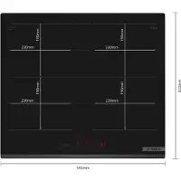 Bosch Serie 6 PXY63KHC1E, Schwarz, Integriert, 59.2 cm, Zonen-Induktionskochfeld, Glaskeramik, 4 Zone(n)