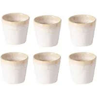 Costa Nova Espressotassen-Set Grespresso Weiß (6er-Set) – Elegante Steingut-Kaffeetassen 90 ml, Hochwertiges Portugiesisches Geschirr, Kleine Becher f