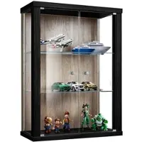 K-Möbel Hängevitrine Glas 80x60x25 cm Made in Germany mit 2 Höhenverstellbaren ESG Glasböden Schwarz & Sonoma Eiche