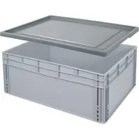 BRB-Lagertechnik BRB Eurobox LxBxH 800 x 600 x 320 mm, 130 Liter, mit Stülpdeckel, 2 Griffleisten, Industriequalität, lebensmittelecht