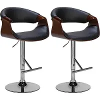 CLP 2er Set Barhocker Foley Kunstleder Walnuss/Schwarz