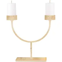 Zafferano Perpetua Kabellose LED-Tischleuchte mit zwei Armen, Blattgold-Finish, Kerzenleuchter-Design, Rahmen aus Aluminiumdruckguss, wiederaufladbar, IP54