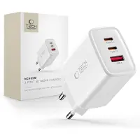 Tech-Protect NCA65W-GAN USB-A, 2xUSB-C Netzladegerät PD 65W / QC3.0 Weiss