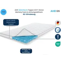 Arga Home AH8 Gelschaum Topper mit 7-Zonen Memory Foam & atmungsaktivem 3D-Klimabezug