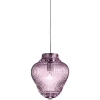 Zafferano Clyde Amethyst-Pendelleuchte aus mundgeblasenem Glas mit Rigadin-Verarbeitung und grauem Metallrahmen, modulares Design für den Innenbereich, 23 cm