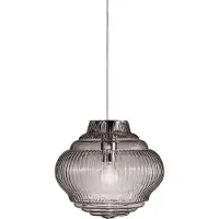 Zafferano Bonnie Pendelleuchte aus rauchfarbenem, mundgeblasenem Glas mit Rigadin-Reliefarbeit, grauem Metallgestell, höhenverstellbar bis 313 cm