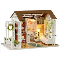 Pricenet Puppenhaus-Wohnzimmermodell aus Holz zum Zusammenbauen Led 8008-a
