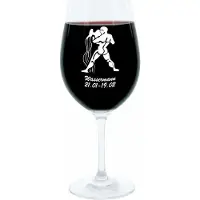 Glaskoch B. Koch jr. GmbH + Co. KG Leonardo Weinglas 400 ml, Motivglas, Sternzeichen Wassermann, Geschenk, Stimmungsglas mit Gravur, Moodglas, 22 cm