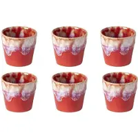 Costa Nova Grespresso handgefertigte Espressotassen – 6er-Set – Rot – Portugiesisches Steingut – 90 ml – Höhe 6 cm