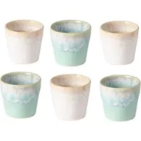 Costa Nova Grespresso handgefertigte Espressotassen – 6er-Set – Aqua – portugiesisches Steingut – 90 ml – Höhe 6 cm