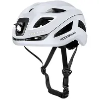 RockBros ZK-077 Fahrradhelm mit integrierter multidirektionaler Beleuchtung, Größe 57–61 cm Weiß