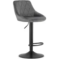 TEXTILOMANIE Barstuhl VELVET KAST mit schwarzem Bein, grau