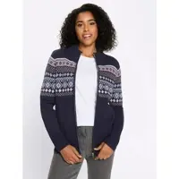 Sieh an! Strickjacke in marine-mauve-gemustert | Gr.: 38