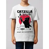 Wat? Apparel T-Shirt Catzilla in Weiß | Gr.: 152-164