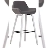 Décoshop26 - Barhocker/Hochstuhl x 1 mit Fußstütze modernes Design grauer Stoff weiße Holzbeine 10_0006155
