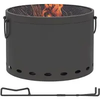 Outsunny Feuerstelle Ø38cm Rauchfrei Holzfeuerschale mit Schürhaken Funkenschutz